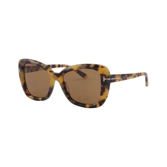 BNIB Tom Ford FT1008 55J Plastic Havana Roviex Cat-Eye Sunglasses Brown $440 main image 4